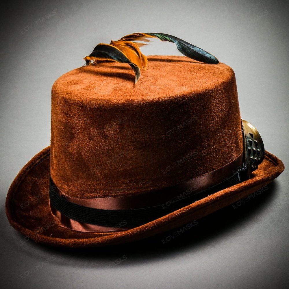Steampunk Women Victorian Top Hat Goggles - Brown - Picture 6 of 7